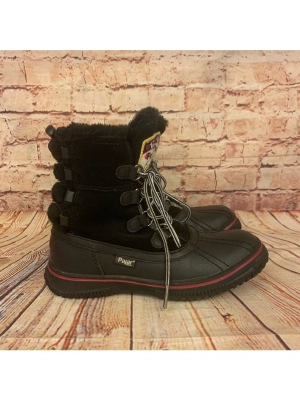 Pajar Canada Black Winter Snow Boots w/ Fur Lining /Lace-Up Closure Sz 36/5-5.5